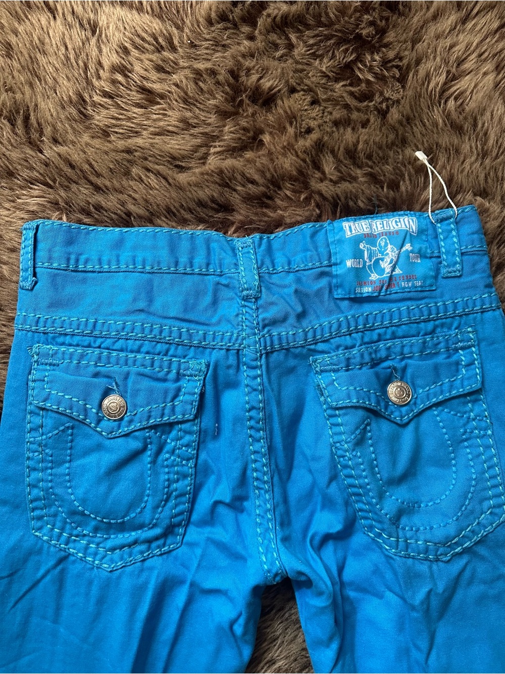 True Religion Blue Pocket-Detail Bottoms